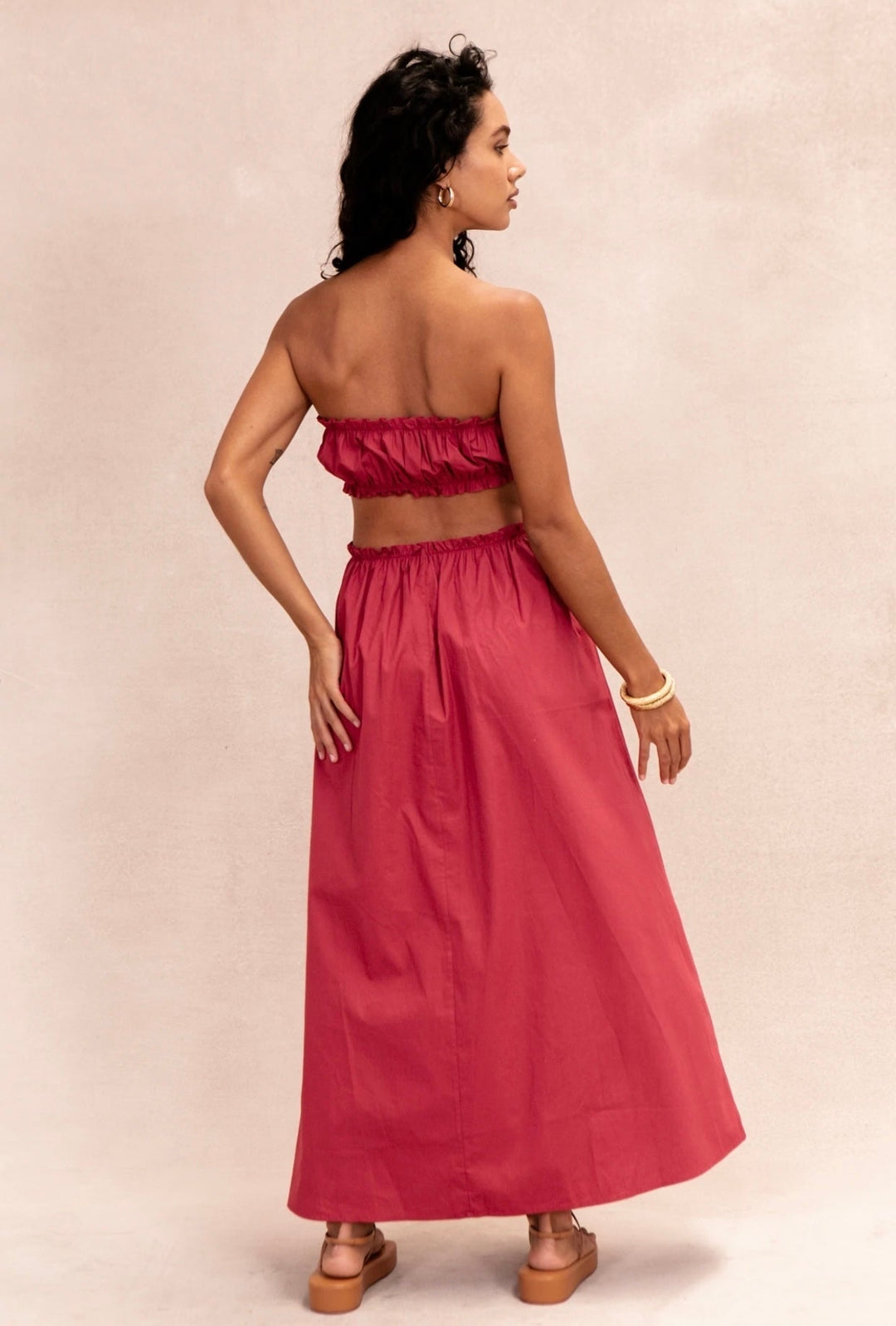 Rosa ärmelloses Bohemian Chic Kleid mit lockerer Passform – Elira