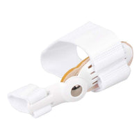 Weiße Fingerorthese, verstellbar, Kunststoff, Schiene zur Fingerstabilisierung, medizinisches Hilfsmittel.