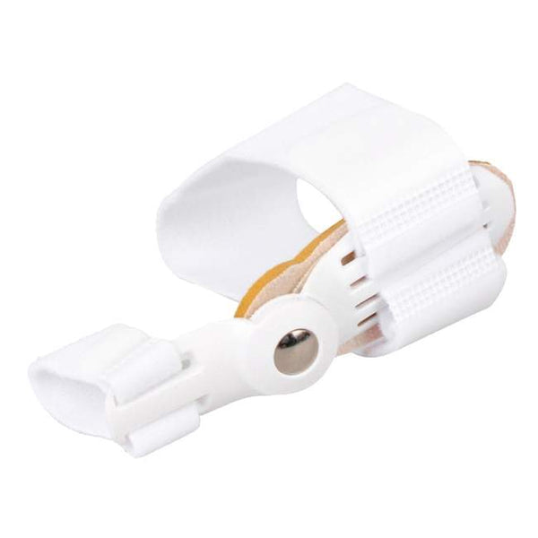 Weiße Fingerorthese, verstellbar, Kunststoff, Schiene zur Fingerstabilisierung, medizinisches Hilfsmittel.