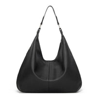 Schwarze Lederhandtasche, modisch, Hobo-Stil, Damenaccessoire, elegant, vielseitig.