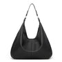 Schwarze Lederhandtasche, modisch, Hobo-Stil, Damenaccessoire, elegant, vielseitig.