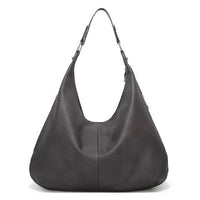Schwarze Lederhandtasche, Hobo-Stil, modisch, Damenaccessoire, elegant, vielseitig.