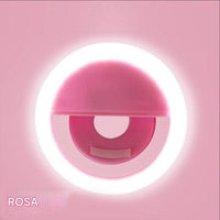 Rosa Selfie-Ringlicht, LED, rund, tragbar, für Smartphone-Fotografie, Beleuchtung.