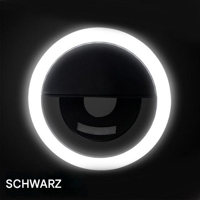 Schwarze LED-Wandleuchte, rund, modern, energiesparend, für Innenbeleuchtung.