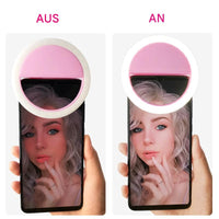 Rosa Selfie-Ringlicht für Smartphone, tragbar, LED-Beleuchtung, Fotografie-Zubehör.