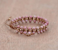 Rosa Perlenarmband, handgefertigt, verstellbar, Damen-Schmuck, modisch, Geschenkidee.