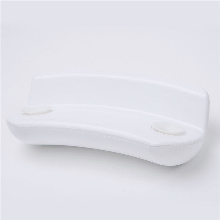 Weiße, ergonomische Duschkopfhalterung aus Kunststoff für Badezimmerwandmontage.