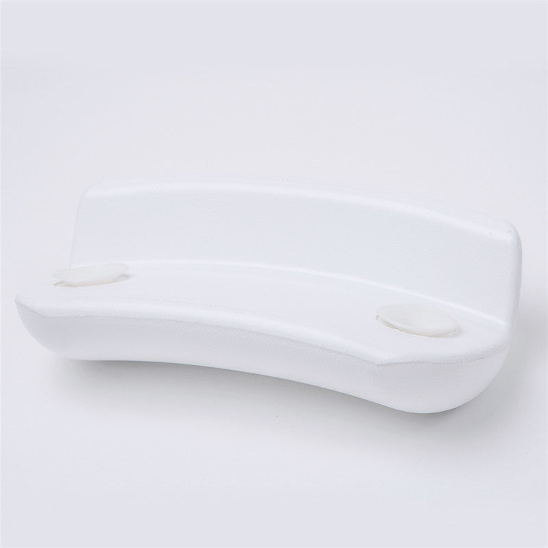 Weiße, ergonomische Duschkopfhalterung aus Kunststoff für Badezimmerwandmontage.