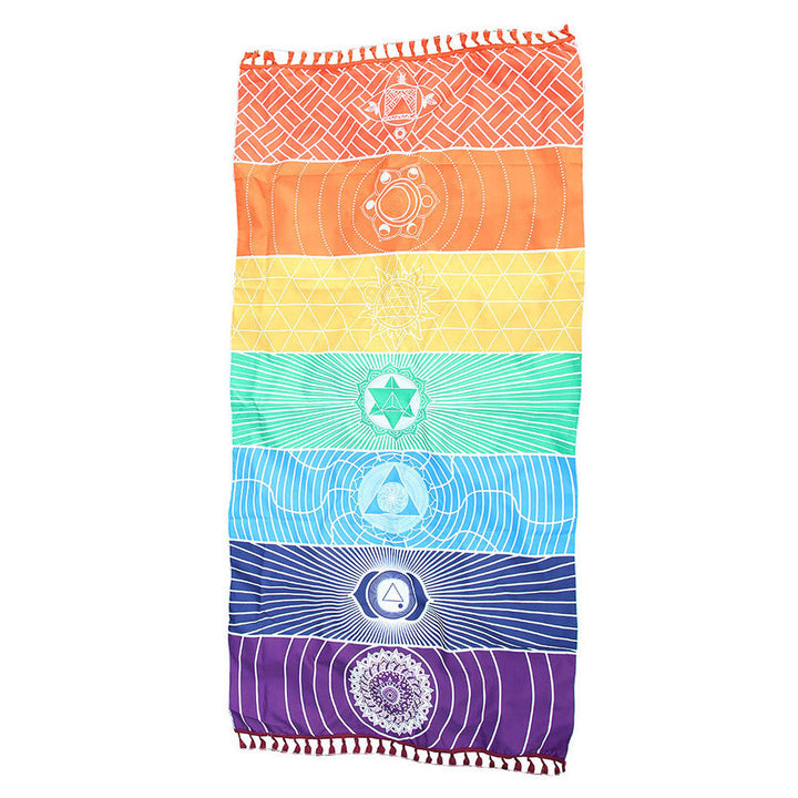 Buntes Chakra-Yoga-Handtuch, Mikrofaser, 7 Chakren, Meditation, Fitness, 180x90 cm