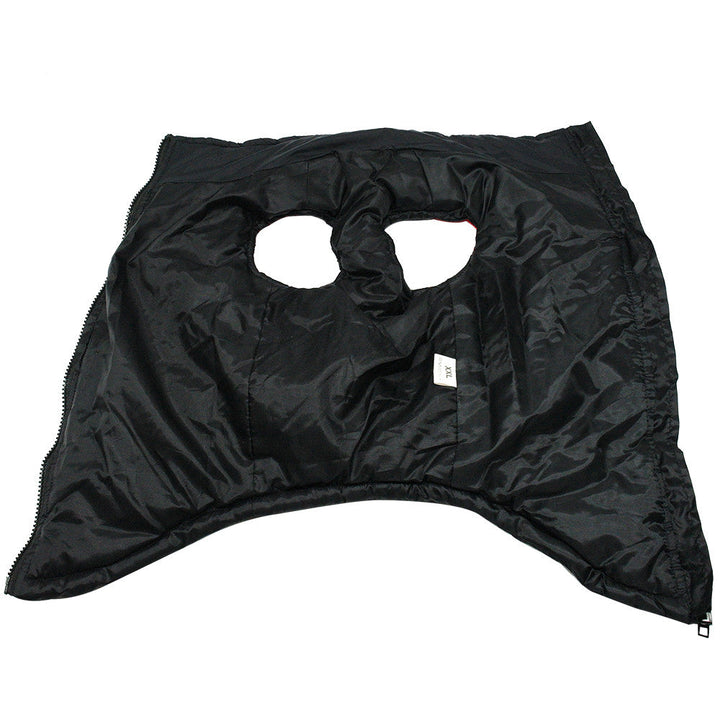 Schwarze Nylon-Gesichtsmaske mit Augenlöchern, Reißverschluss, Outdoor-Schutzkleidung.