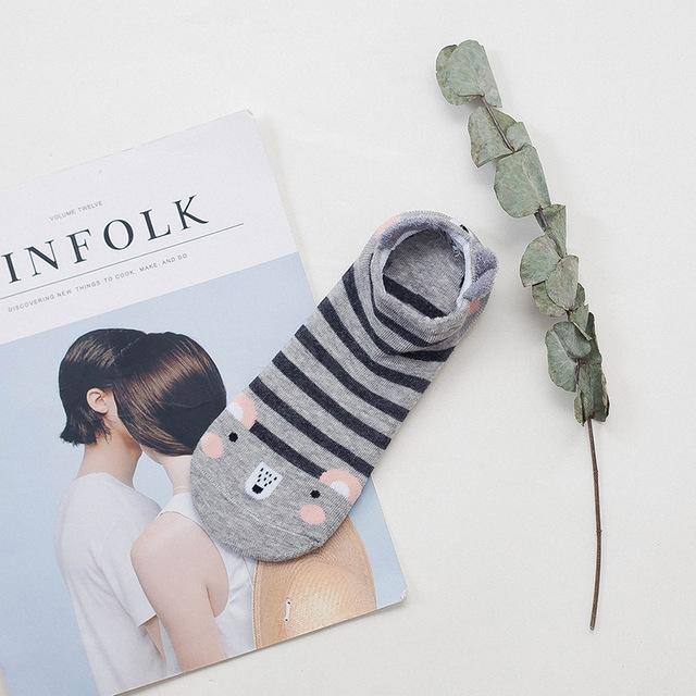 Sneakersocken mit Tiergesicht & Öhrchen – Baumwolle 35–40 (2+2 GRATIS)