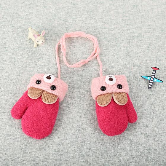Winterwarme gefütterte Kinder-Fäustlinge mit Hasenmotiv & Kordel – 1+1 Gratis – 0–4 Jahre