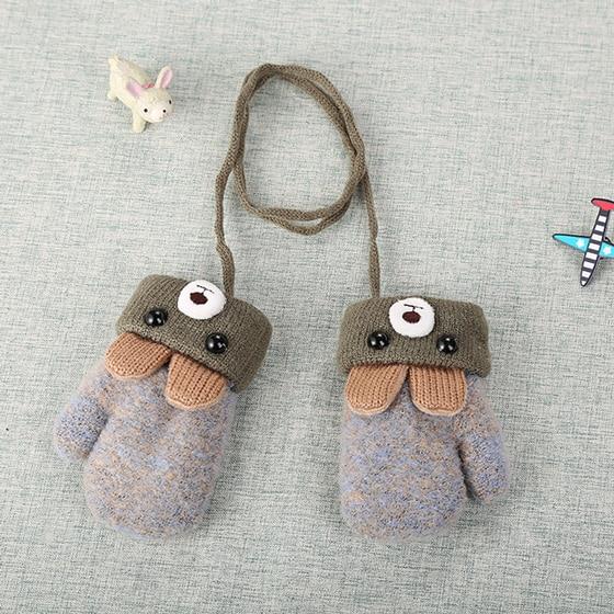 Winterwarme gefütterte Kinder-Fäustlinge mit Hasenmotiv & Kordel – 1+1 Gratis – 0–4 Jahre