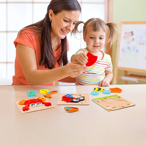 Lernpuzzle aus Holz für Kleinkinder – EntdeckerSet Montessori (1+1 GRATIS)