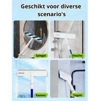 Fensterwischer mit blau-weißem Streifen, geeignet für Spiegel, Dusche, Fenster, Fliesen.