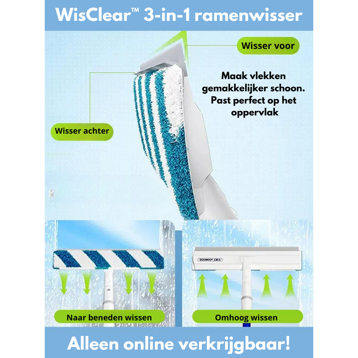 WisClear 3-in-1 Ramenwisser, blau-weiß, Fensterreinigung, vielseitig, online erhältlich.