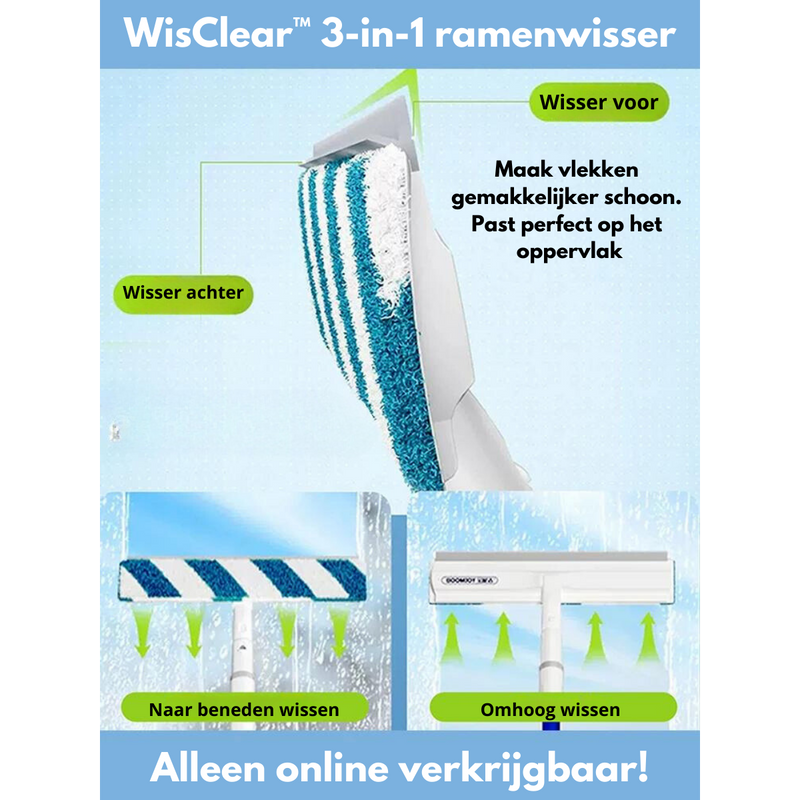 WisClear 3-in-1 Ramenwisser, blau-weiß, Fensterreinigung, vielseitig, online erhältlich.