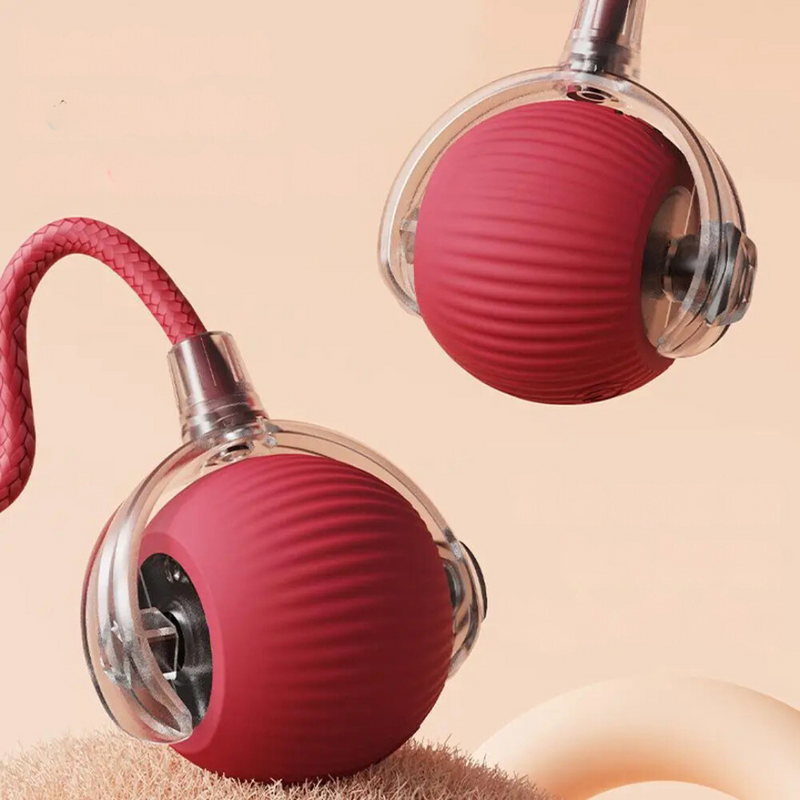 Rote kabellose Ohrhörer mit transparentem Gehäuse, modernes Design, Musikzubehör.