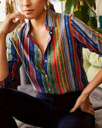 Gestreifte Damenbluse mit Knöpfen – Sofia