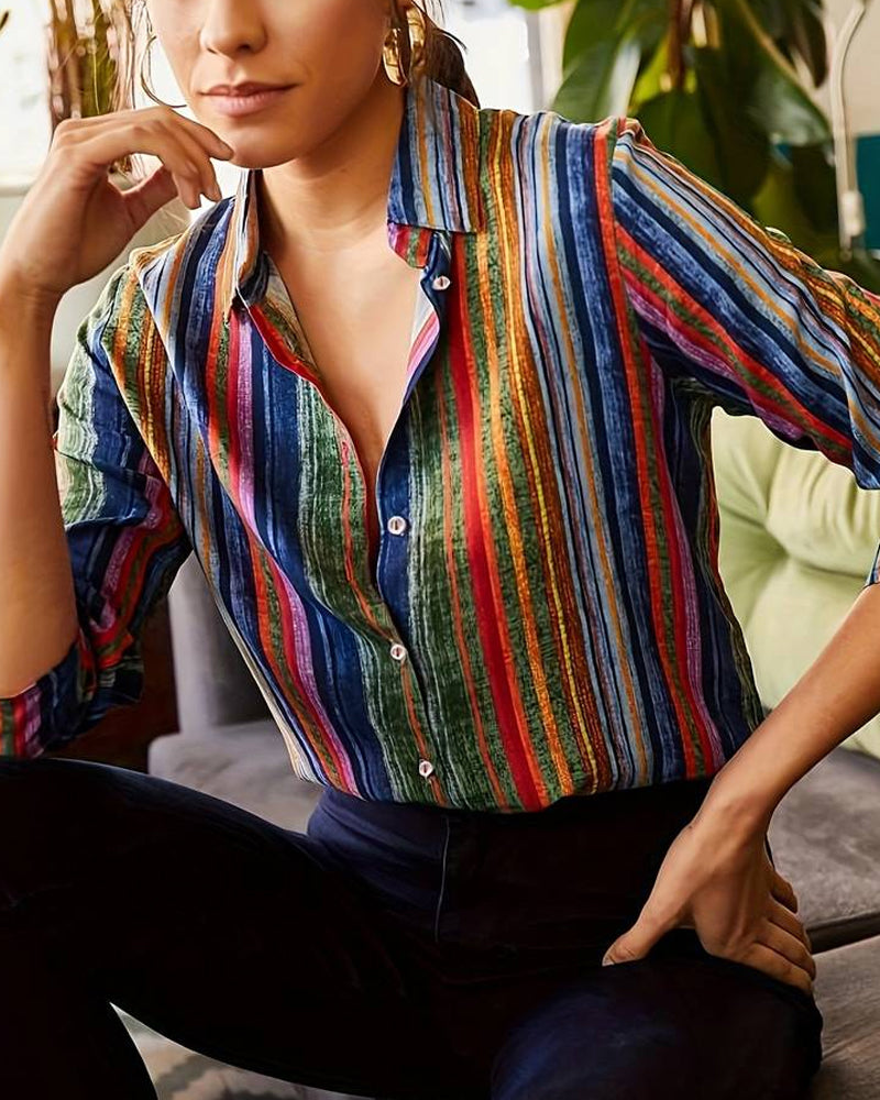 Gestreifte Damenbluse mit Knöpfen – Sofia