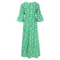 Lange Blumenkleid mit V-Ausschnitt – Liora