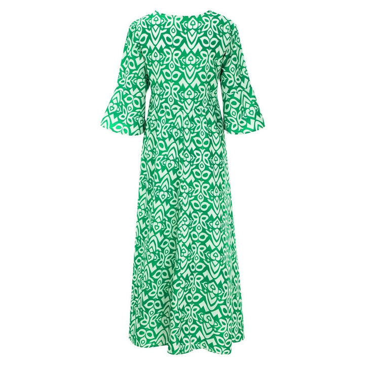 Lange Blumenkleid mit V-Ausschnitt – Liora