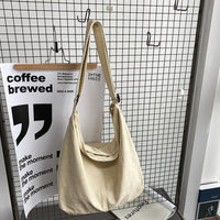 Beige Canvas Schultertasche, lässig, geräumig, modisch, für Damen, Alltagsgebrauch.
