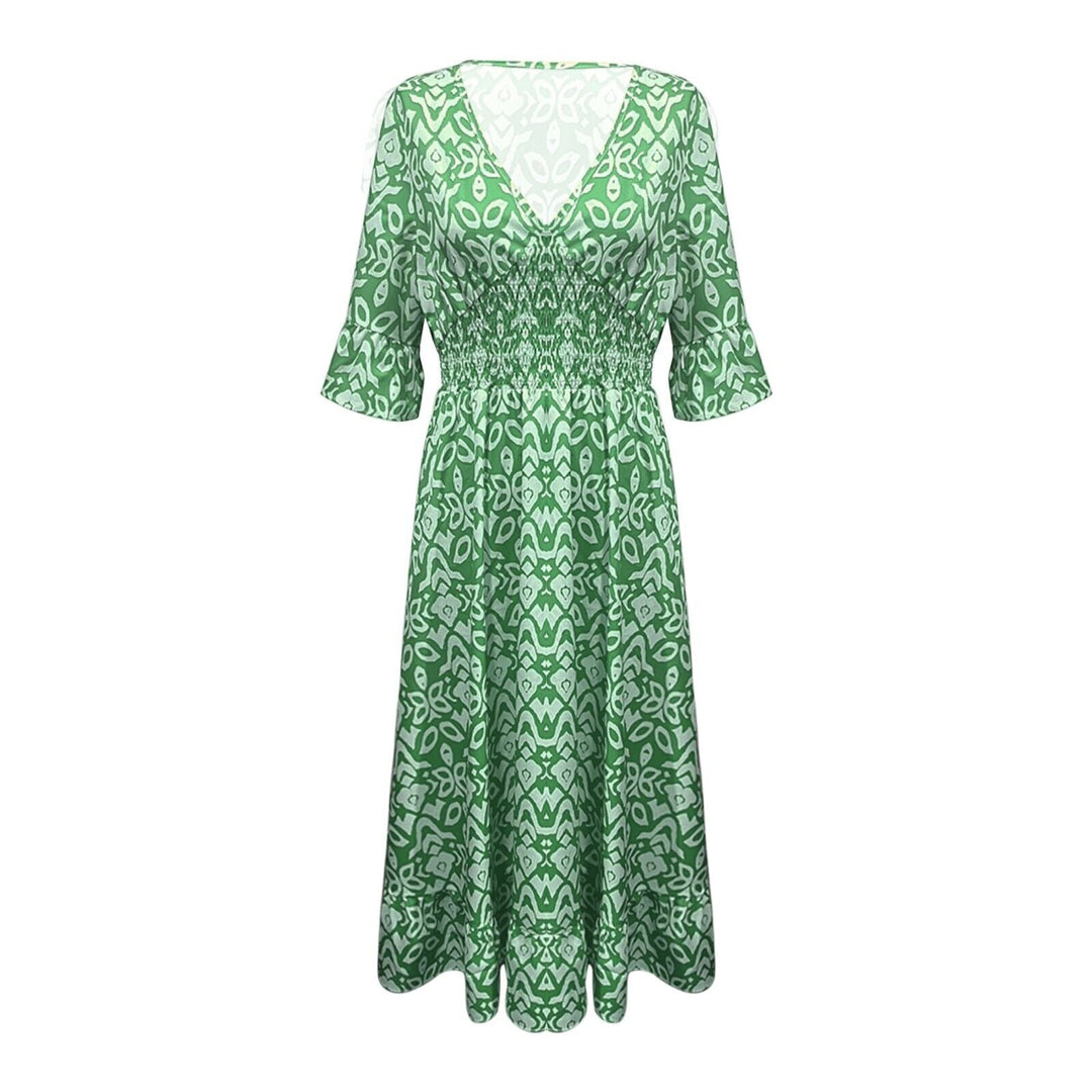 Lange Blumenkleid mit V-Ausschnitt – Liora