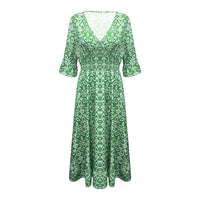 Lange Blumenkleid mit V-Ausschnitt – Liora