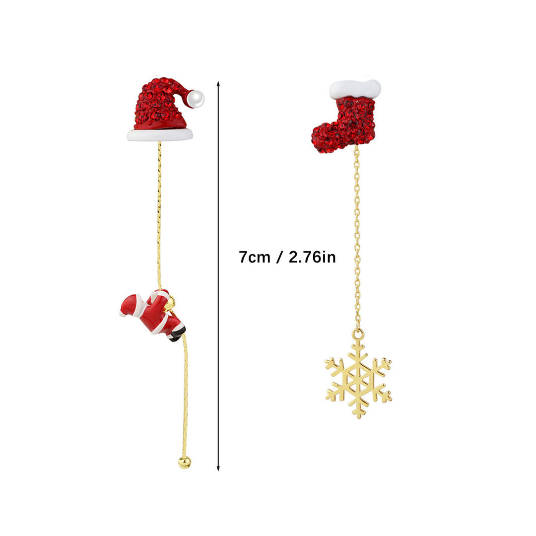 Weihnachtsohrringe Set, Santa und Schneeflocke, rot-weiß, 7cm, festlicher Schmuck