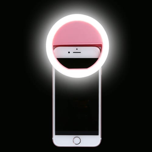 Rosa Selfie-Ringlicht für Smartphone, LED-Beleuchtung, tragbar, Fotografie-Zubehör.