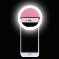 Rosa Selfie-Ringlicht für Smartphone, LED-Beleuchtung, tragbar, Fotografie-Zubehör.