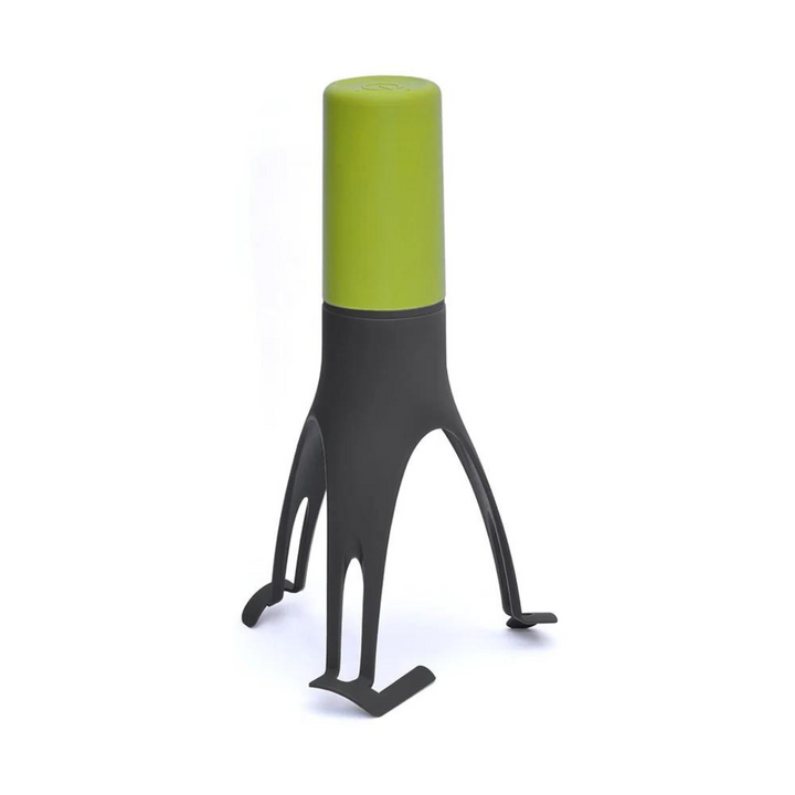 Selbstumrührender Mixer, grün-schwarz, automatischer Küchenhelfer, modernes Design.