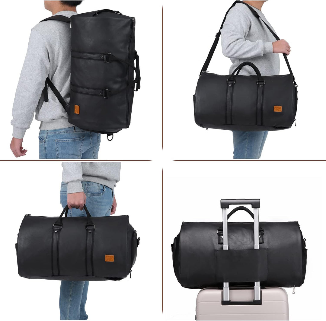 Konvertierbare PU-Leder-Kleidungs-Duffel – Handgepäck Weekender Reisetasche