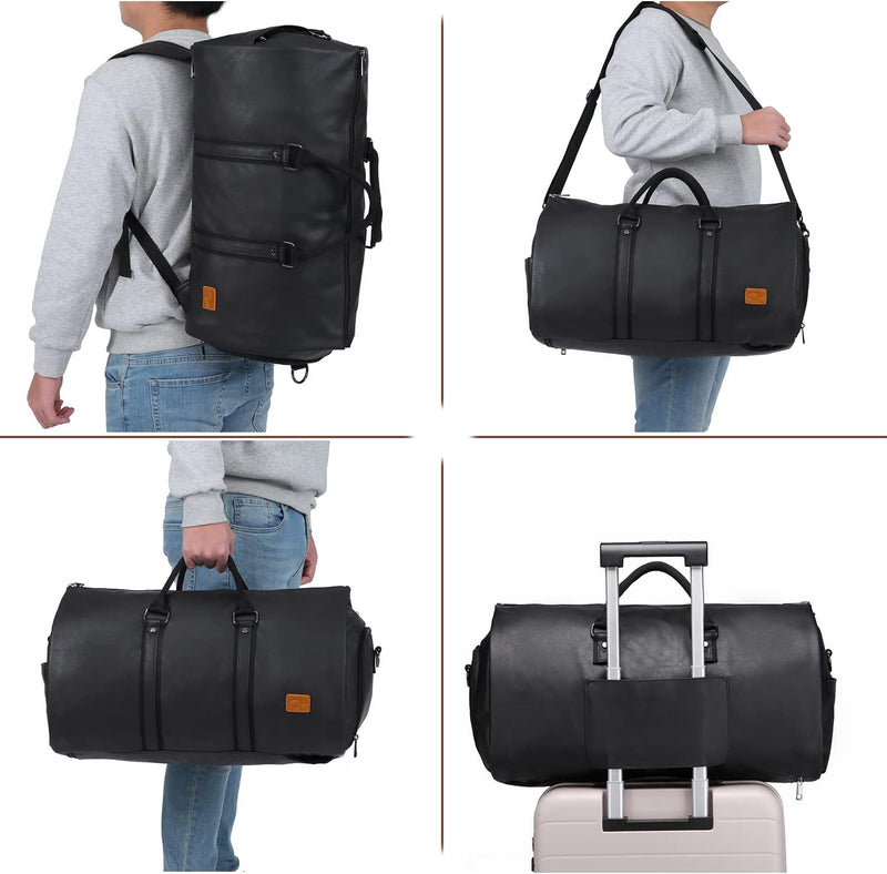 Konvertierbare PU-Leder-Kleidungs-Duffel – Handgepäck Weekender Reisetasche