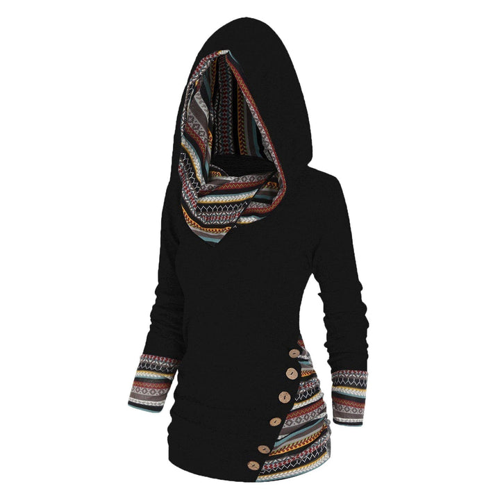 Herbstlicher Damen Kapuzenpullover mit Tribal-Muster – Tavira