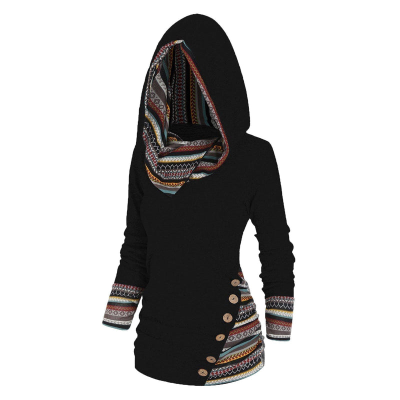 Herbstlicher Damen Kapuzenpullover mit Tribal-Muster – Tavira