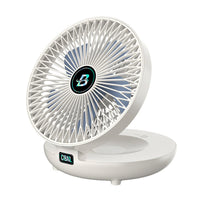 Weißer Tischventilator, tragbar, USB-betrieben, leise, kompakt, ideal für Büro und Zuhause.
