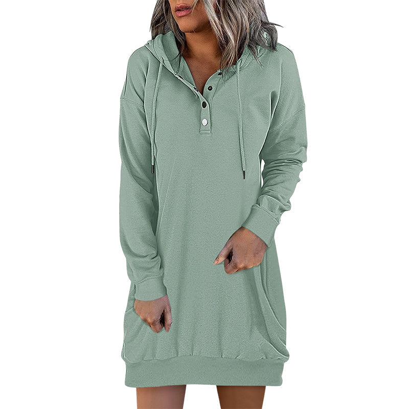 Herbstlicher Minimalistischer Long Damen Hoodie – Valeria