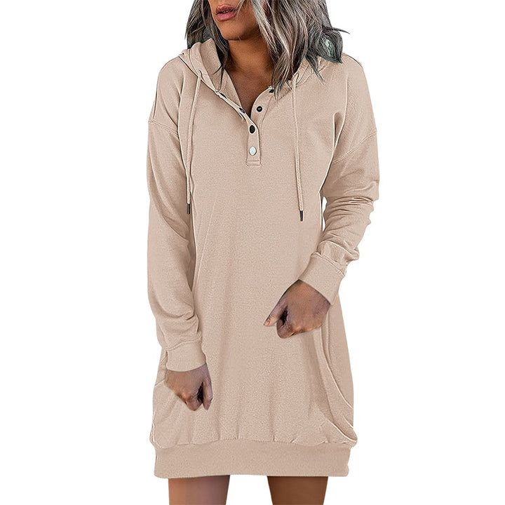 Herbstlicher Minimalistischer Long Damen Hoodie – Valeria