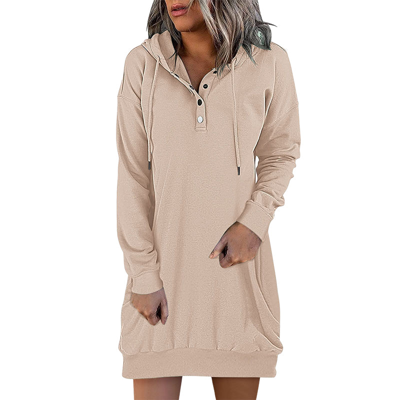 Herbstlicher Minimalistischer Long Damen Hoodie – Valeria