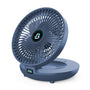 Blauer tragbarer Tischventilator, USB-betrieben, leise, kompakt, ideal für Büro und Zuhause.