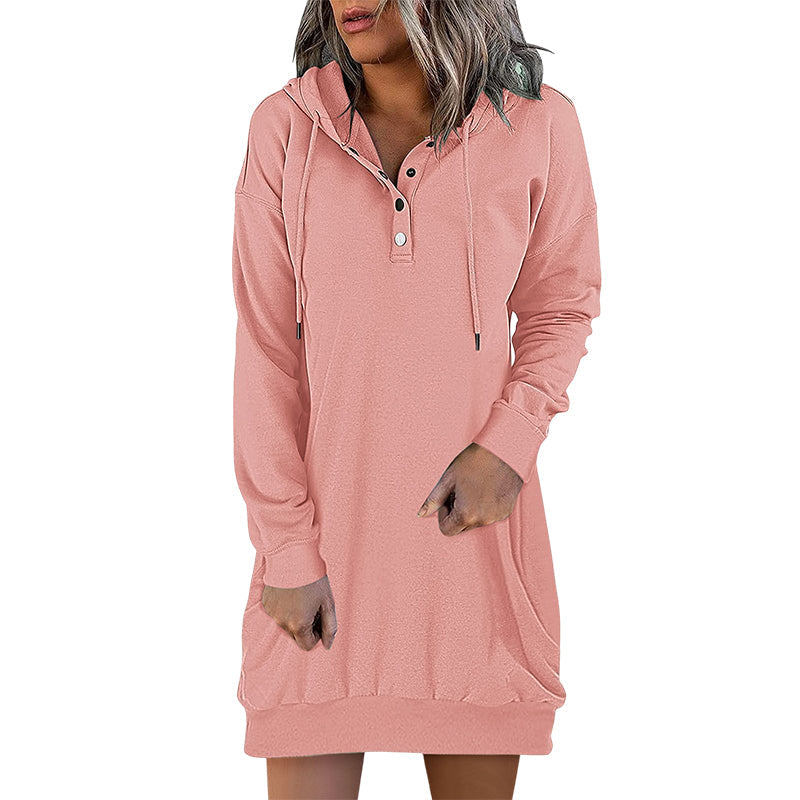 Herbstlicher Minimalistischer Long Damen Hoodie – Valeria