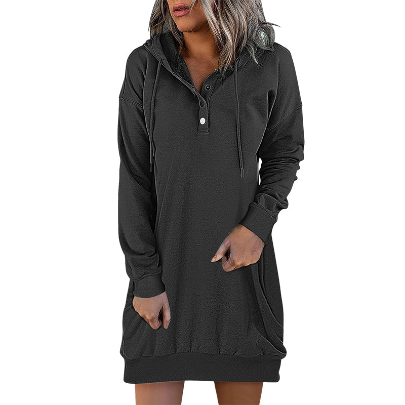 Herbstlicher Minimalistischer Long Damen Hoodie – Valeria