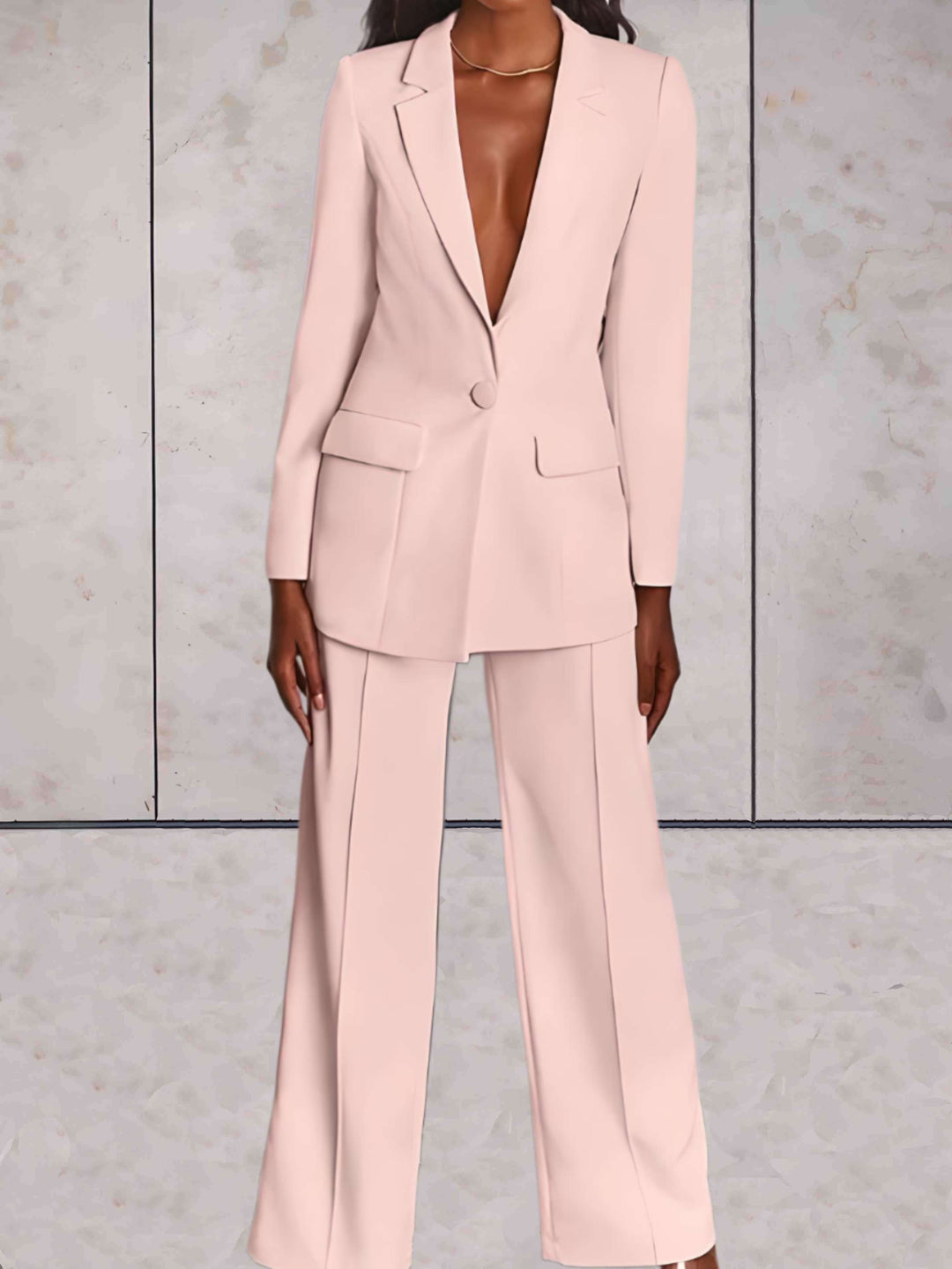 Damen Herbst-Zweiteiler mit Blazer & Weitbein-Hose – Emilia