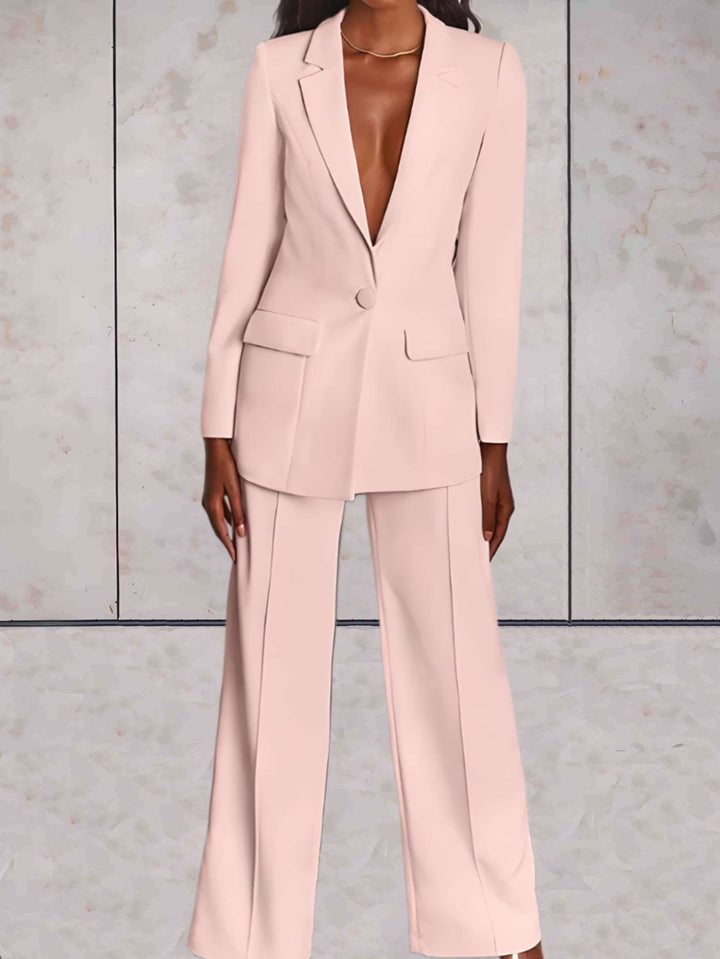 Damen Herbst-Zweiteiler mit Blazer & Weitbein-Hose – Emilia