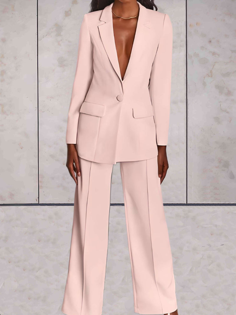 Damen Herbst-Zweiteiler mit Blazer & Weitbein-Hose – Emilia