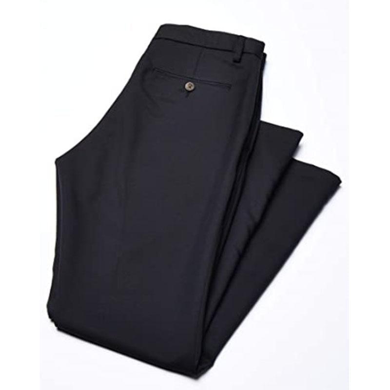 Schwarze Herren-Stretchhose, elegant, knitterfrei, ideal für Büro und Freizeit.