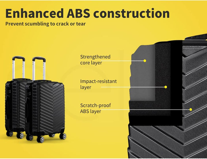 Kompakter Handgepäck-Trolley mit harter Schale und 360°-Drehrollen – Schwarz