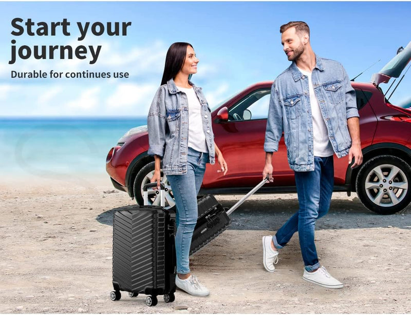 Kompakter Handgepäck-Trolley mit harter Schale und 360°-Drehrollen – Schwarz